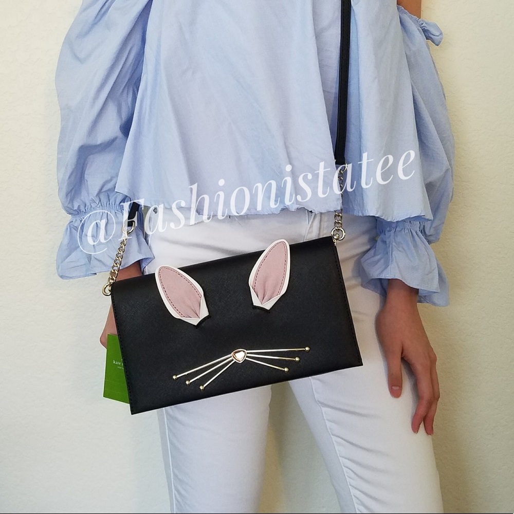 NWT KATE SPADE RABBIT CALI HOP TO IT CROSSBODY BLK - Picture 3 of 8